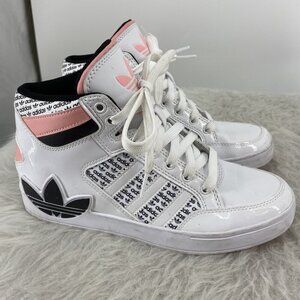 adidas FV6983 Womens Hardcourt Hi   Athletic Shoes Sz 5.5 Trefoil  White Pink
